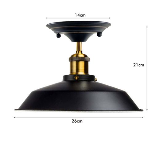 Vintage Industrial Flush Mount Ceiling Light Black Metal Bowl Light Fixture LEDSone