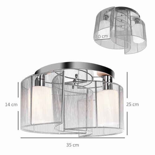 Modern Design Mini Style Flush Mount Ceiling Light with Flush Metal White HOMCOM