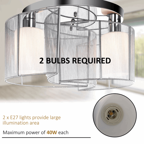 Modern Design Mini Style Flush Mount Ceiling Light with Flush Metal White HOMCOM