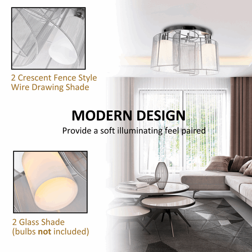 Modern Design Mini Style Flush Mount Ceiling Light with Flush Metal White HOMCOM