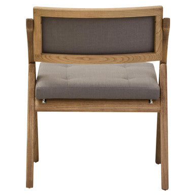 Orsina Folding Chair with a modern wooden frame and grey upholstered seat for stylish comfort