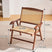 Nisu Home Folding Chair with Rattan Backrest and Wooden Frame for Stylish Indoor Seating