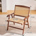 Nisu Home Folding Chair with Rattan Backrest and Wooden Frame for Stylish Indoor Seating
