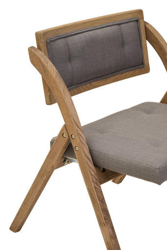 Orsina Folding Chair with wooden frame and padded grey fabric seat and backrest for comfort