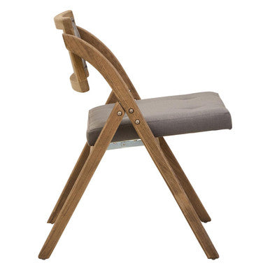 Orsina Folding Chair with Wooden Frame and Comfortable Grey Seat Cushion