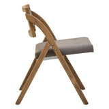 Orsina Folding Chair with Wooden Frame and Comfortable Grey Seat Cushion