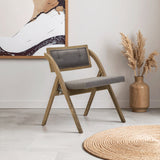 Orsina Folding Chair with Grey Cushion and Wooden Frame for Stylish Seating