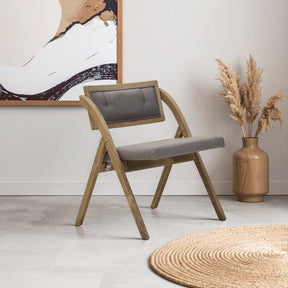 Orsina Folding Chair with Grey Cushion and Wooden Frame for Stylish Seating