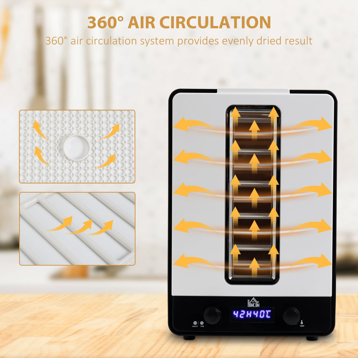 Wise Galleria Food Dehydrator with 360-degree air circulation for evenly dried results