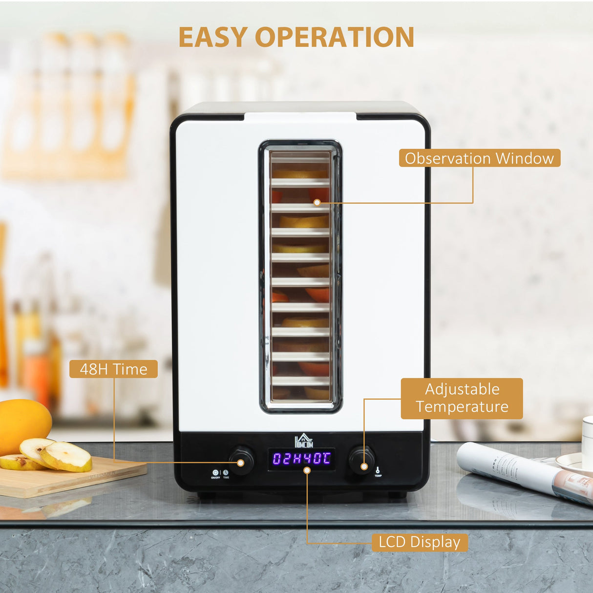 Wise Galleria Food Dehydrator with LCD display and observation window for easy operation