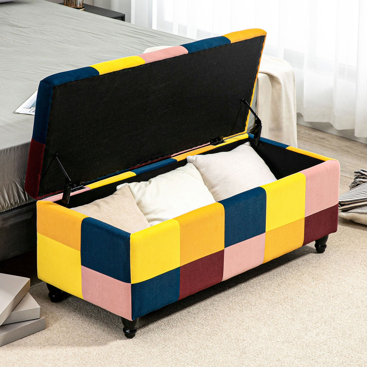 Colourful Wise Galleria Footstool Box with storage space for cushions and blankets in a stylish design