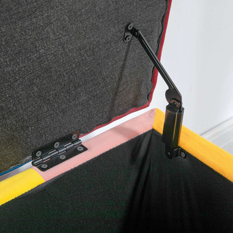 Interior view of a Wise Galleria Footstool Box with soft lining and sturdy hinges for easy access