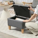 Wise Galleria grey footstool with storage space and wooden legs, perfect for living room comfort