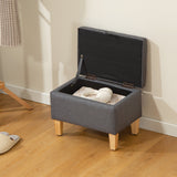 Wise Galleria Footstool with Storage in Grey Fabric and Wooden Legs, ideal for organising shoes