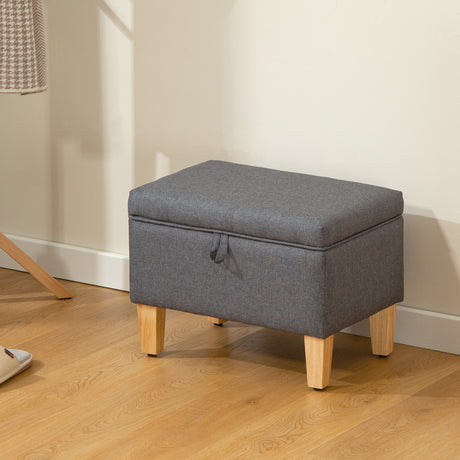 Wise Galleria Footstool with Grey Fabric Upholstery and Wooden Legs for Stylish Home Decor