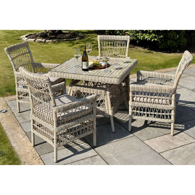 Provence Collection Outdoor Four Seater Dining Set BEIGE GLASS Shades 4 Seasons