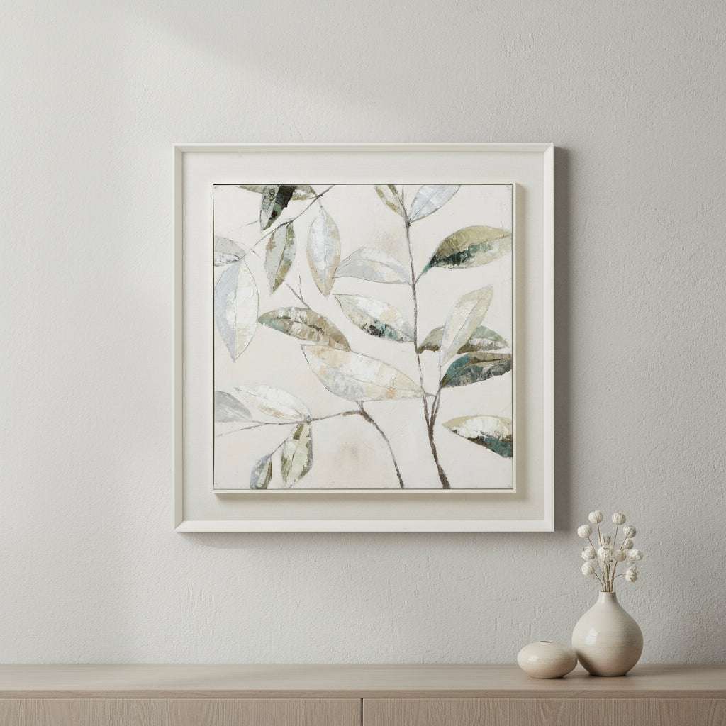 Dolce Dapple Leaf Framed Painting On Canvas BROWN WOOD Shades 4 Seasons