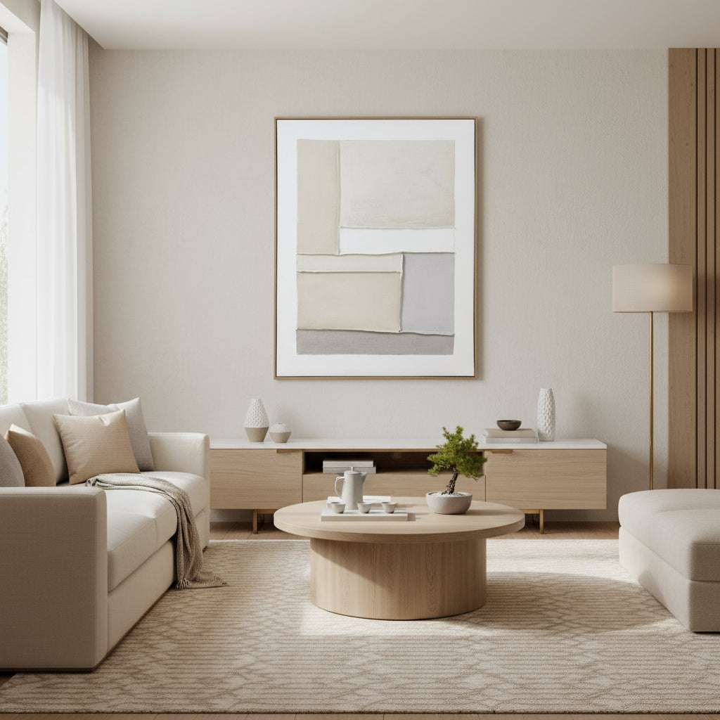 Contempo Alpha Framed Painting On Canvas BROWN WOOD Shades 4 Seasons