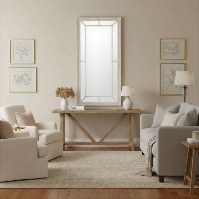 Large Washed Wood Framed Window Mirror BROWN WOOD Shades 4 Seasons