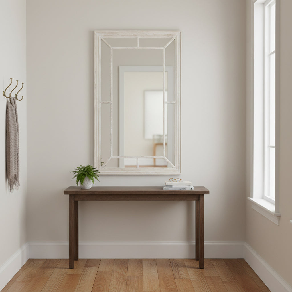 Shades 4 Seasons Framed Window Mirror for Home Decor BROWN WOOD Shades 4 Seasons