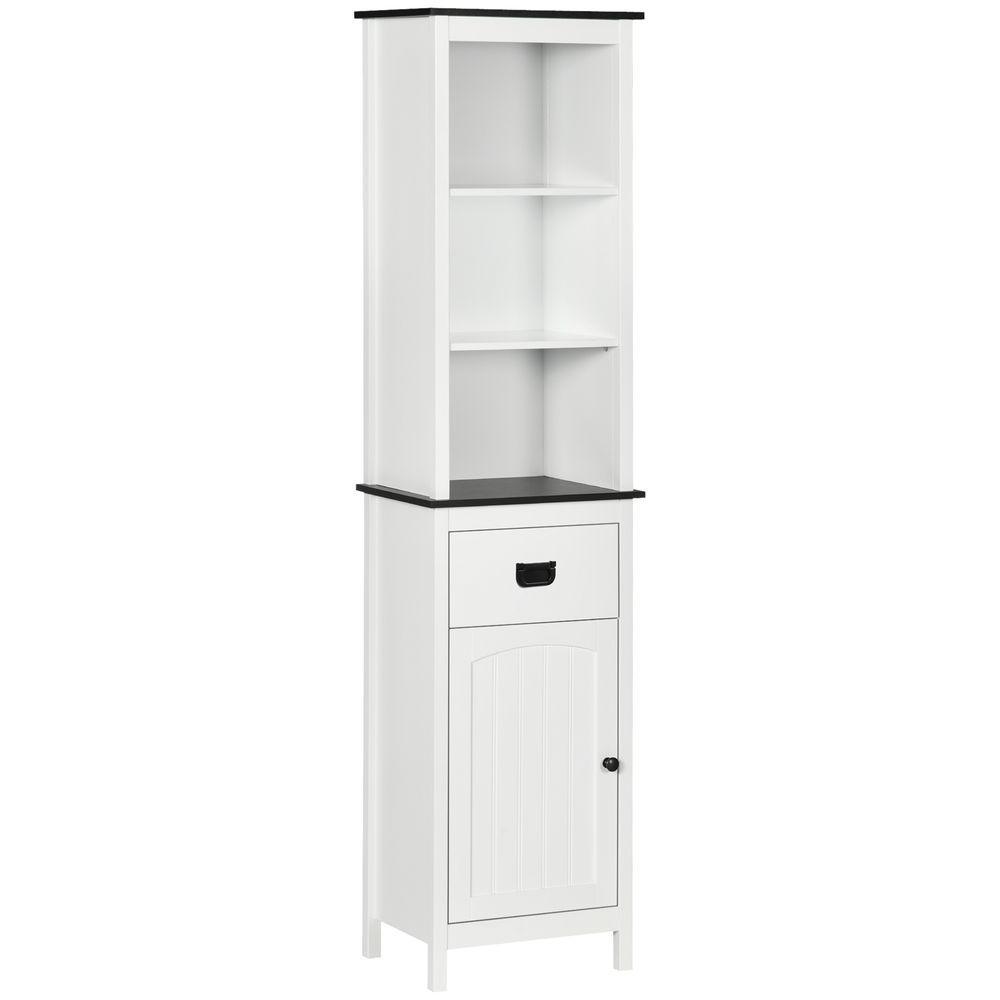 Freestanding Tall Bathroom Cabinet with Drawer and Adjustable Shelf White kleankin