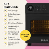 Fridja Digital Air Fryer Oven with 15L capacity and built-in light for efficient cooking