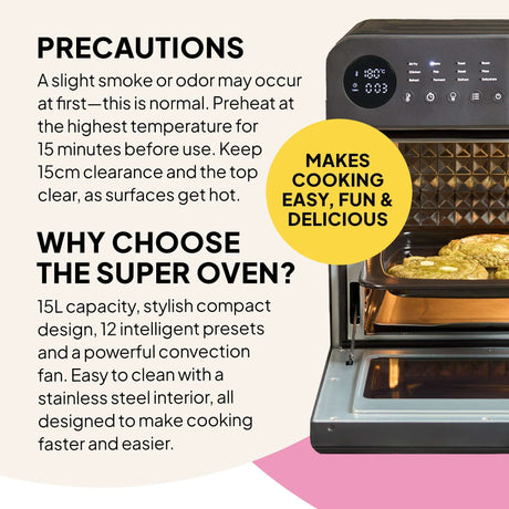 Fridja Digital Air Fryer Oven with 15L capacity and 12 cooking presets for easy meal preparation
