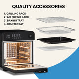 Fridja Digital Air Fryer with Grilling Rack, Air Frying Tray, Baking Tray, and Crumb Tray Accessories