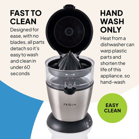 Fridja Citrus Juicer designed for easy cleaning with detachable parts for quick use