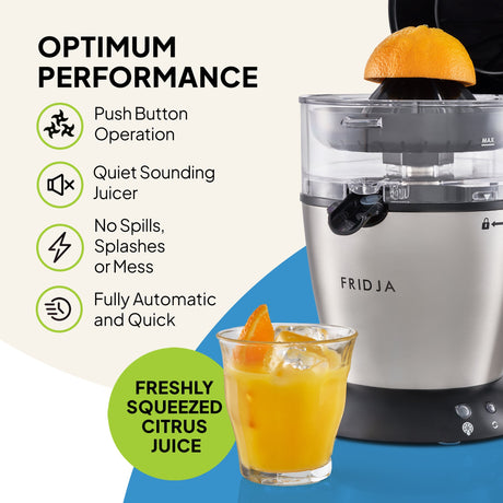 Fridja Citrus Juicer with push button operation for quickly extracting fresh juice