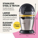 Fridja Citrus Juicer with stainless steel and Triton, featuring a 400ml container and anti-drip tap