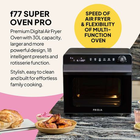 Fridja Digital Air Fryer Oven Pro with 30L capacity, 18 presets and stylish design for versatile cooking