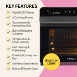 Fridja Digital Air Fryer with a digital LED display, rotisserie function, and touchscreen controls