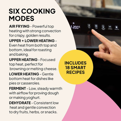 Fridja Digital Air Fryer with six cooking modes for versatile cooking and 18 smart recipes