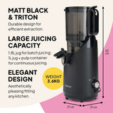 Fridja Fruit Juicer in Matt Black with 1.8L Jug and Elegant Design for Efficient Juicing