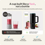 Fridja Portable Blender featuring double-walled stainless steel for smoothies that stay cold for hours