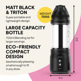 Fridja Portable Blender in Matt Black with 700ml capacity and eco-friendly compact design