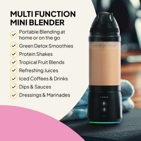 Fridja Portable Blender for smoothies, juices, protein shakes, and sauces at home or on the go