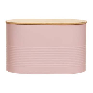 Orsina Stylish Pink Bread Bin with Wooden Lid Orsina