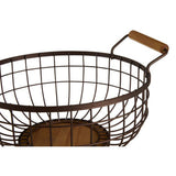 Orsina Fruit Basket in Wire Design with Wooden Base and Handle for Stylish Kitchen Storage