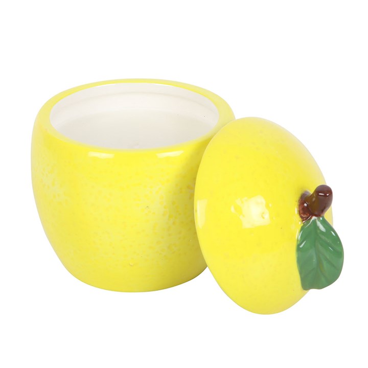Lemon Scented Ceramic Candle Jar with Lid N/A
