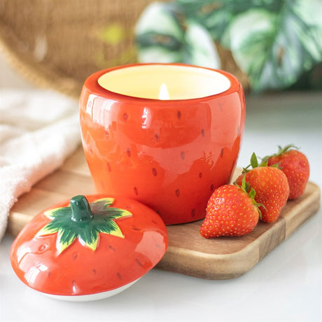 Strawberry Design Ceramic Candle Jar with Lid N/A