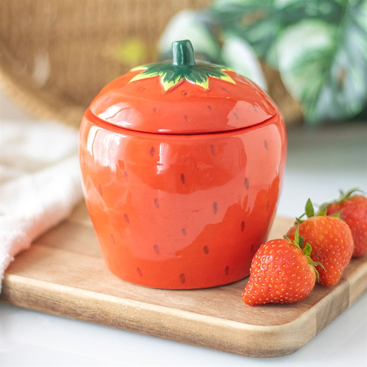 Strawberry Design Ceramic Candle Jar with Lid N/A
