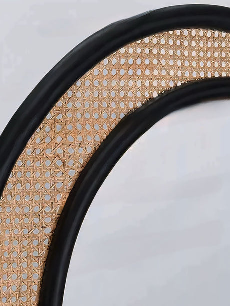 Nisu Home Decorative Mirror with Intricate Rattan Detailing and Black Frame