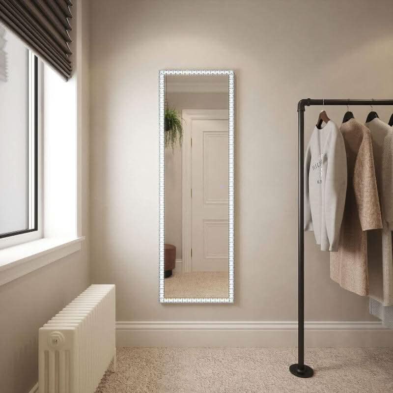 Full Length Mirror with LED Lights in a Stylish Bedroom Setting, Perfect for Fashion Lovers