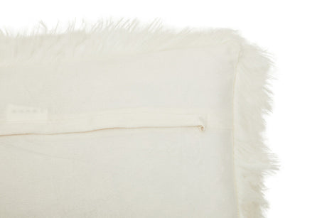 Orsina Fur Cushion in Cream Colour with Soft Fluffy Edges for Home Decor