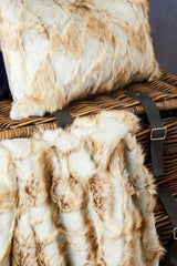 Orsina Fur Cushion in Beige and Brown with Soft Textured Finish for Stylish Home Decor