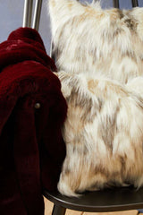 Orsina Fur Cushion in Cream and Brown with Soft Texture, Perfect for Home Decor