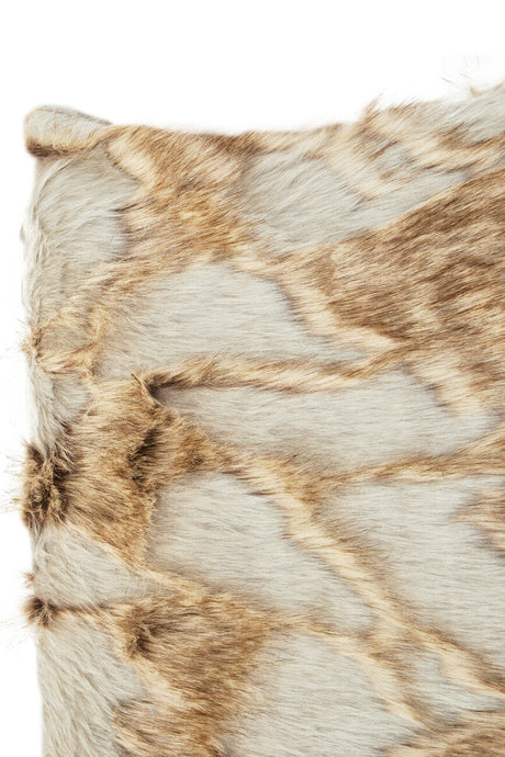 Orsina Fur Cushion with a Textured Pattern in Soft Shades of Beige and Brown
