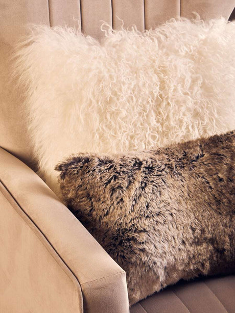 Soft Orsina Fur Cushion in Cream and Grey for Cozy Home Decor
